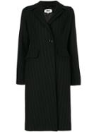 Mm6 Maison Margiela Pinstripe Overcoat - Black