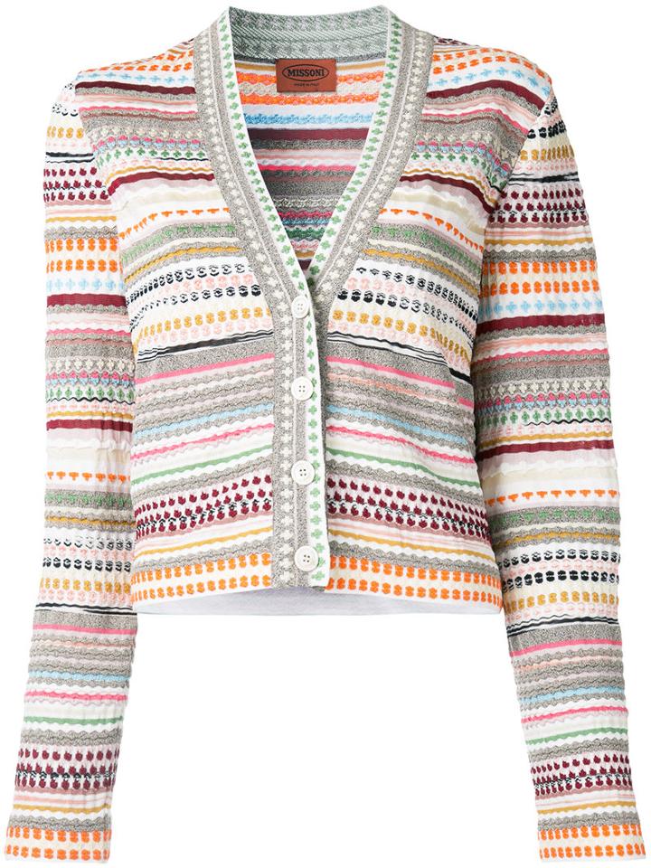 Missoni V-neck Striped Cardigan, Women's, Size: 50, Nylon/viscose