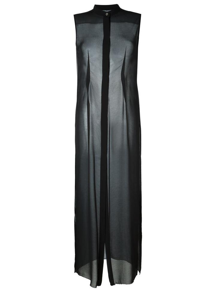 Mm6 Maison Margiela Sheer Maxi Shirt, Women's, Size: 44, Black, Polyester