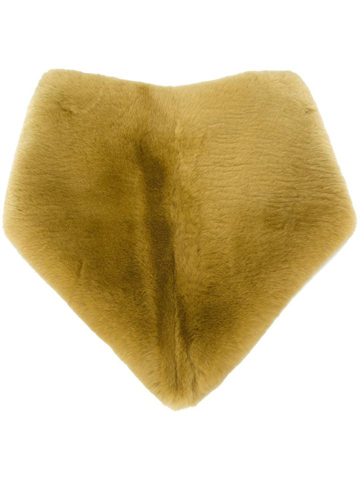 Max Mara Triangular Fur Collar, Women's, Green, Rabbit Fur/cupro