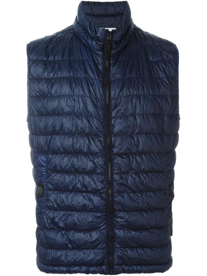 Stone Island Padded Zip Gilet, Men's, Size: Xxl, Blue, Polyamide/polyurethane/feather Down