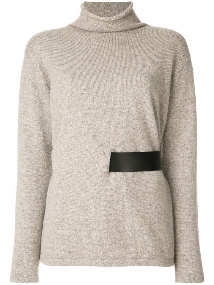 Tom Ford - Belted Jumper - Women - Lamb Skin/cashmere - S, Nude/neutrals, Lamb Skin/cashmere