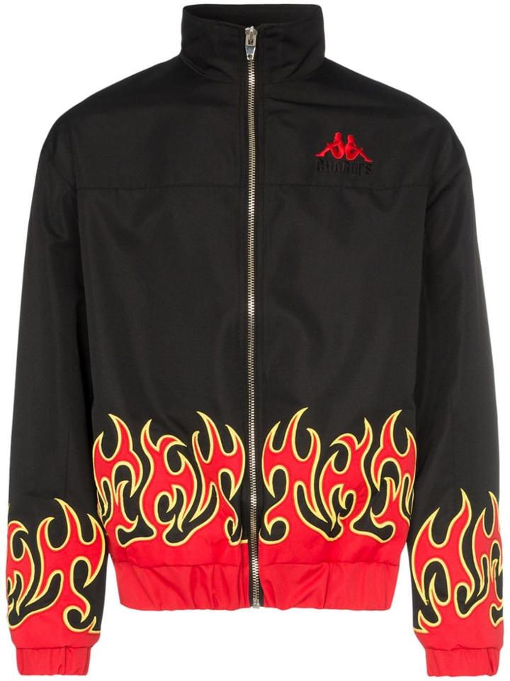 Charm's X Kappa Fire Print High Neck Sport Jacket - Black