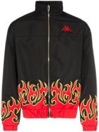 Charm's X Kappa Fire Print High Neck Sport Jacket - Black