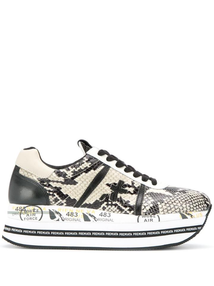 Premiata Beth Snakeskin Sneakers - Green