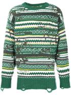 Diesel Distressed Fair Isle Jumper - Green