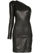 Skiim Jimmy One-shoulder Leather Mini Dress - Black