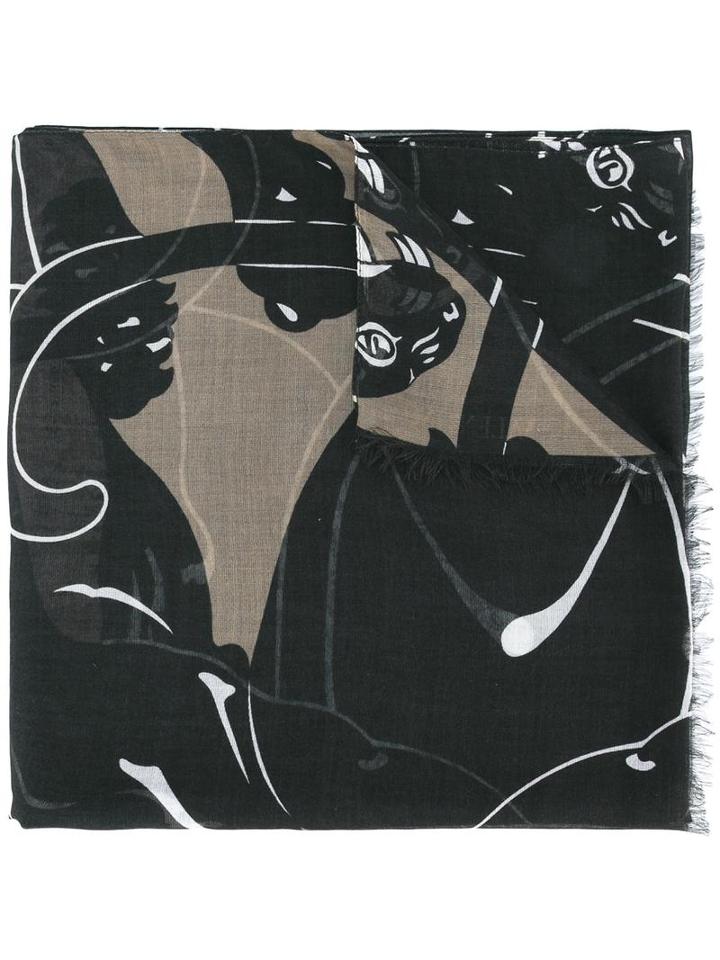 Valentino Printed Scarf, Men's, Green, Silk/modal/cashmere