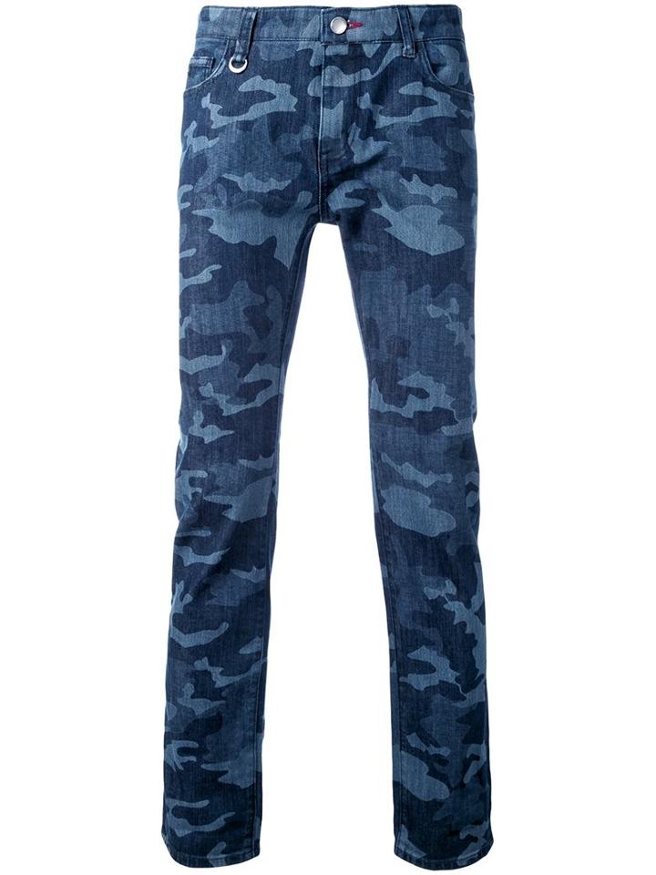 Guild Prime Camouflage Slim-fit Jeans, Men's, Size: 3, Blue, Cotton