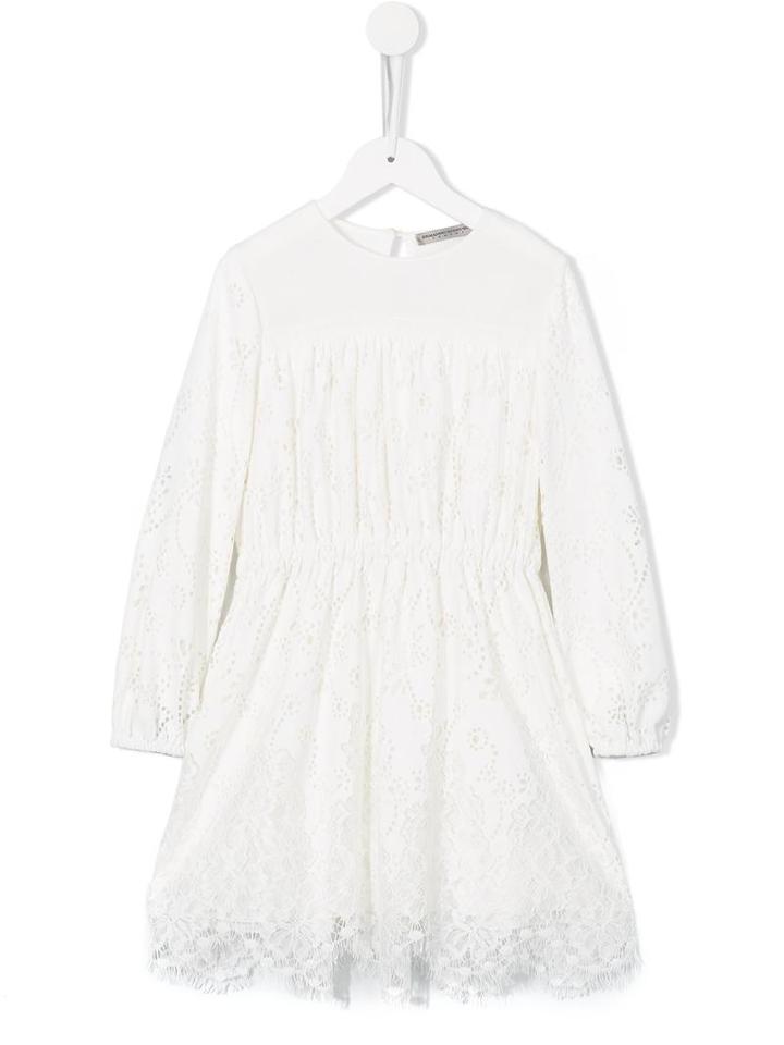 Ermanno Scervino Junior Floral Lace Dress, Girl's, Size: 10 Yrs, White