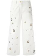 Kenzo Eyelet Cropped Jeans, Women's, Size: 40, White, Cotton