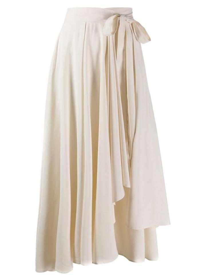 Alysi Asymmetric Wrap Midi Skirt - Neutrals