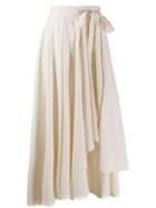 Alysi Asymmetric Wrap Midi Skirt - Neutrals