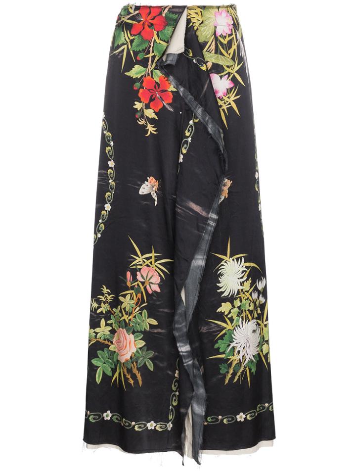 By Walid Rawan-wisteria Print Maxi Skirt - Black