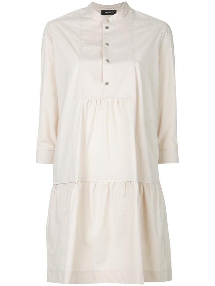 Twin-set Henley Shirt Dress - Brown