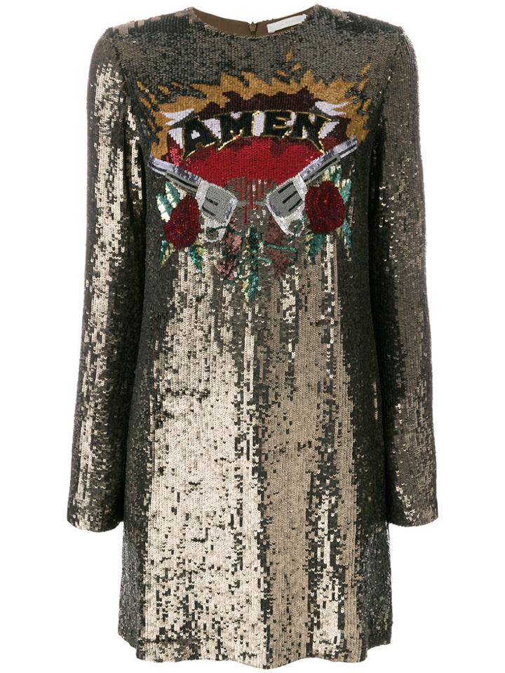 Amen Logo Sequin Dress - Metallic