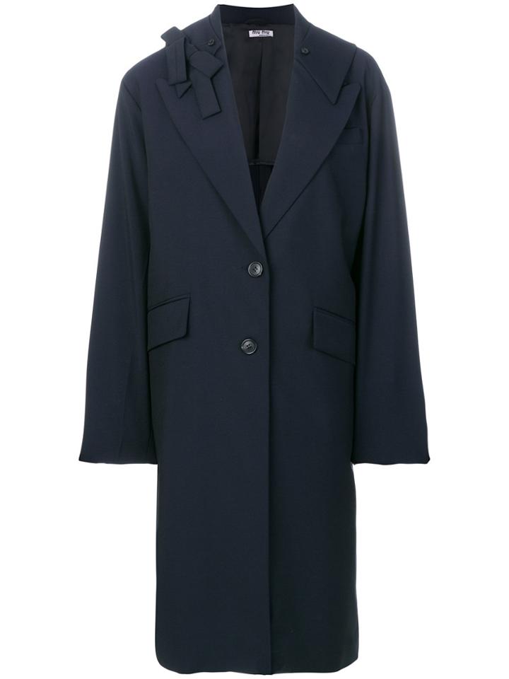 Miu Miu Oversized Buttoned Coat - Blue