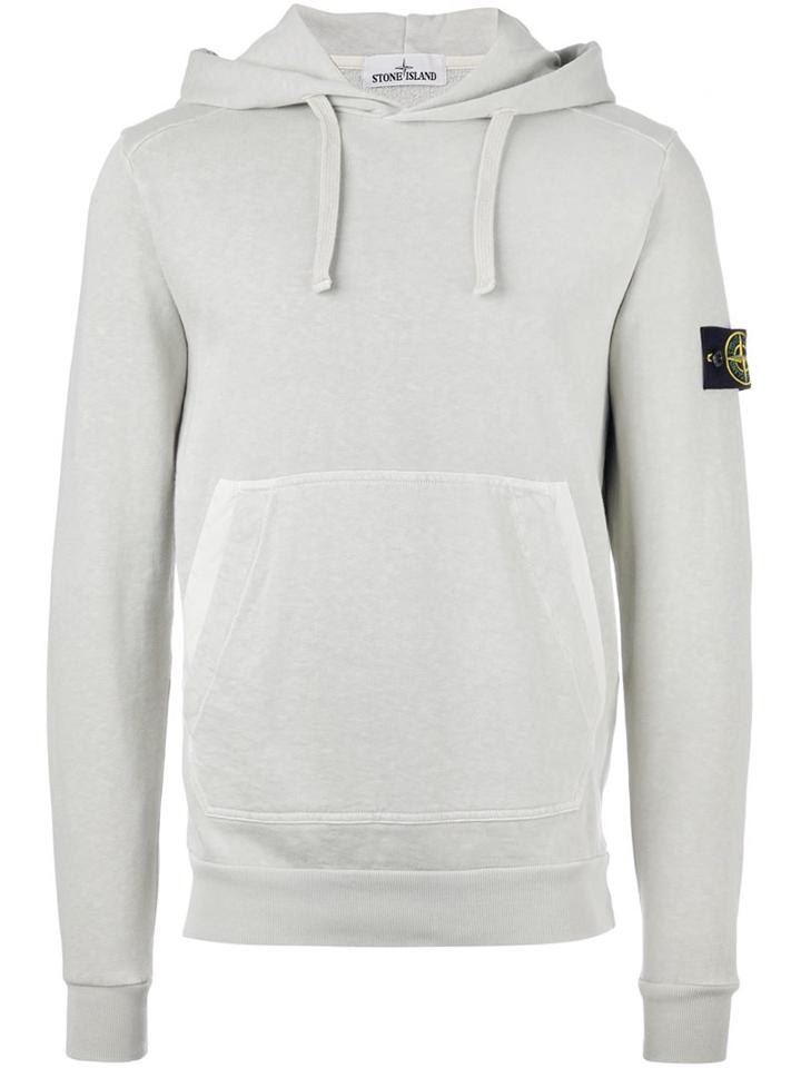Stone Island 'ml' Hoodie, Men's, Size: Medium, Grey, Cotton