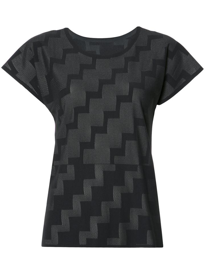Pleats Please By Issey Miyake Stepped Pattern T-shirt - Black