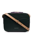 Marni Green And Purple Shell Large Leather Cross-body Bag