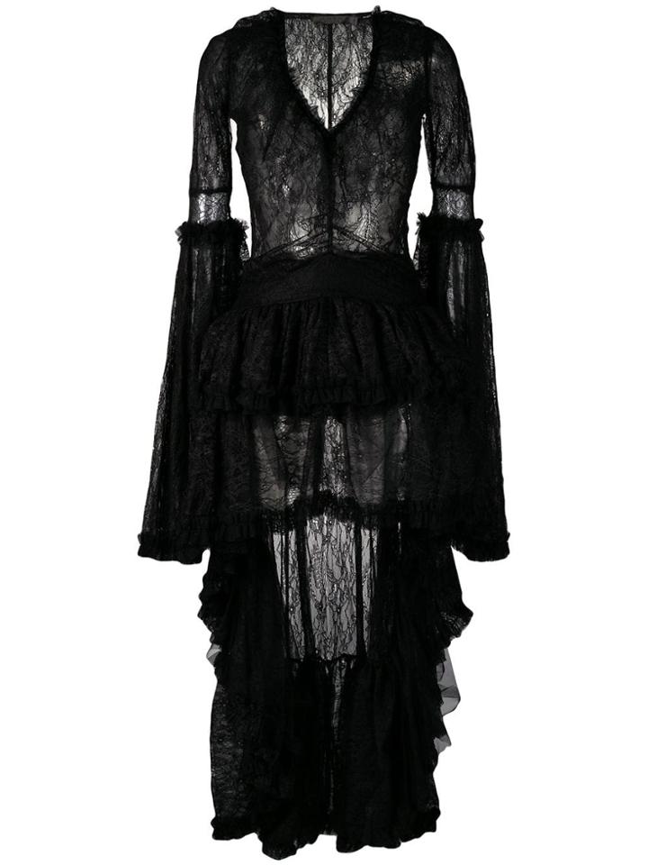 Amen High Low Hem Lace Dress - Black