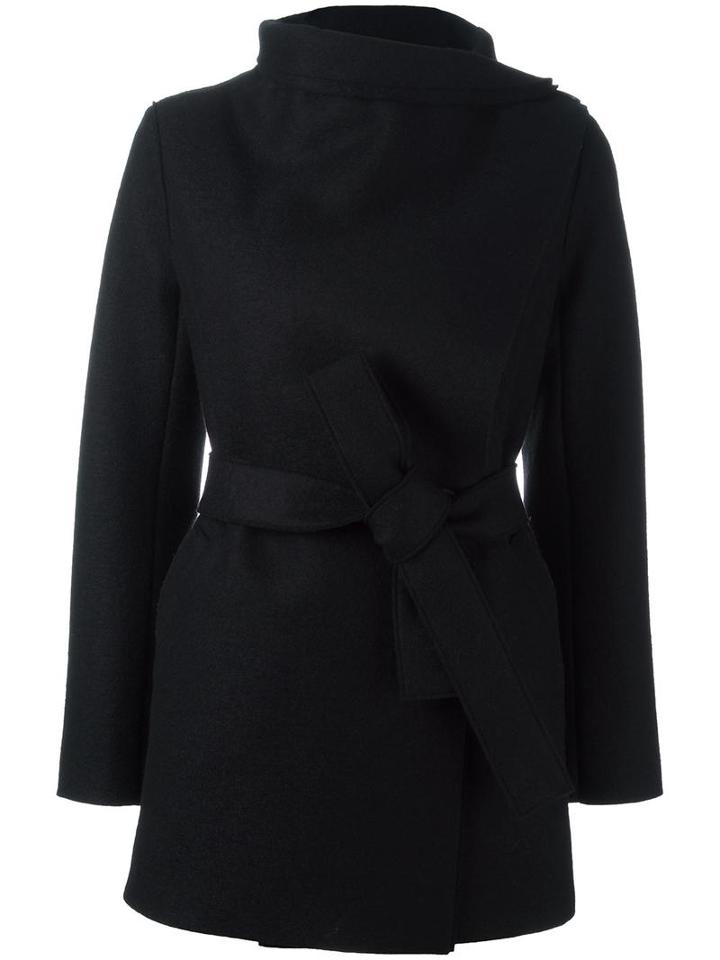 Harris Wharf London Belted Coat, Women's, Size: 40, Black, Virgin Wool