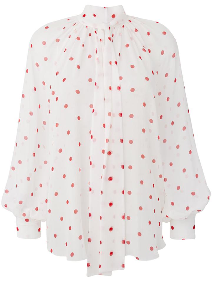 Msgm Tie Neck Polka Dot Blouse - White