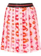 Versace Jeans Lips Print Pleated Skirt - Pink