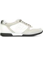 Hogan Embossed Logo Sneakers, Men's, Size: 44, White, Cotton/suede/leather/rubber