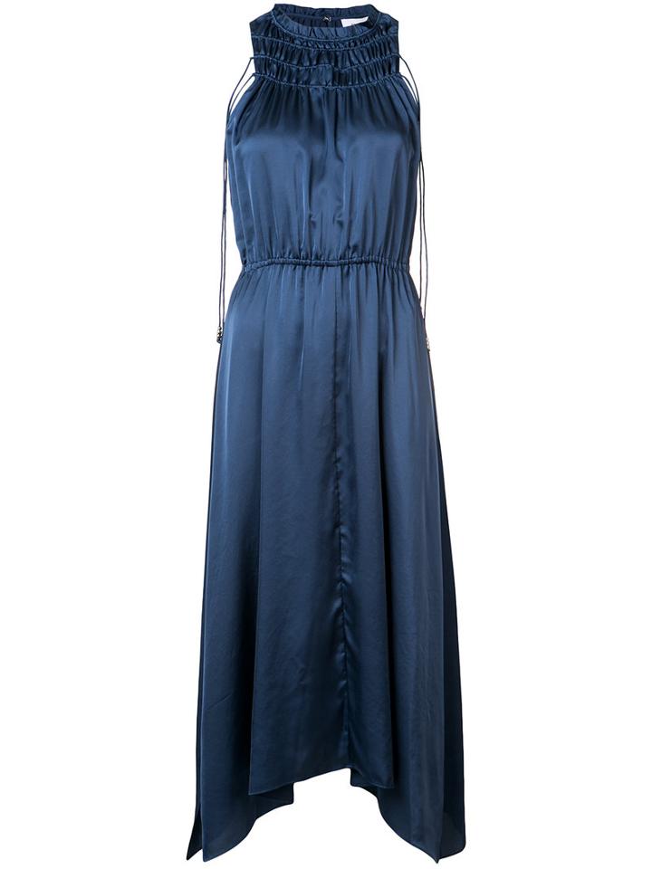 Derek Lam 10 Crosby Pleated Tie Accent Dress, Women's, Size: 4, Blue, Polyester