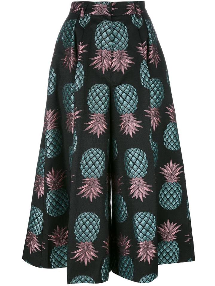 House Of Holland Pineapple Culottes, Women's, Size: 8, Black, Cotton/polyester