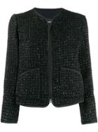 Emporio Armani Zip-up Tweed Jacket - Black