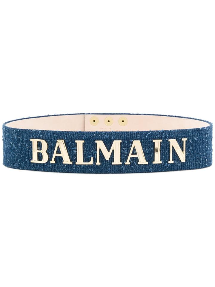 Balmain Denim Logo Waist Belt - Blue