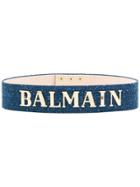 Balmain Denim Logo Waist Belt - Blue