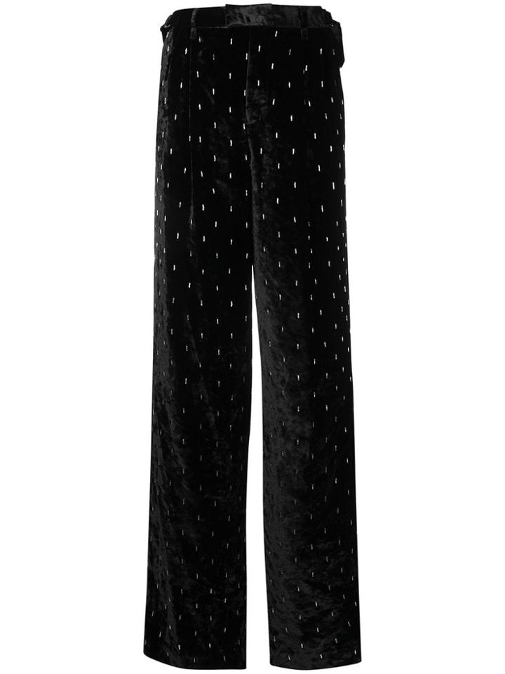 Attico Embellished Wide-leg Trousers - Black