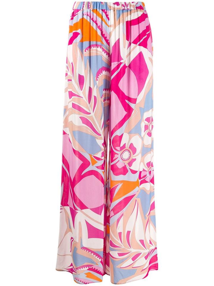 Emilio Pucci Abstract Print Wide-leg Trousers - Pink