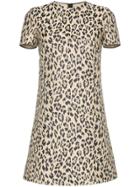 Valentino Leopard Brocade Silk Blend Mini Dress - Brown