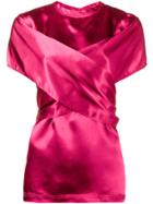 Sies Marjan Wrap Front Short Sleeve Blouse - Pink & Purple