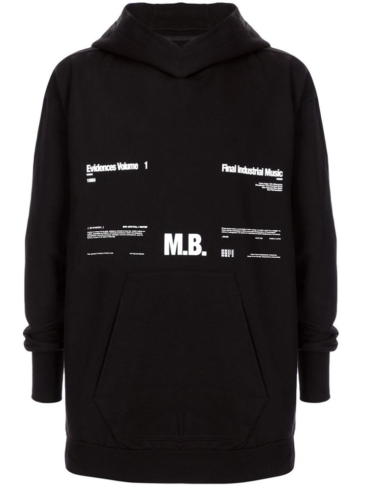Julius Text Print Oversized Hoodie - Black