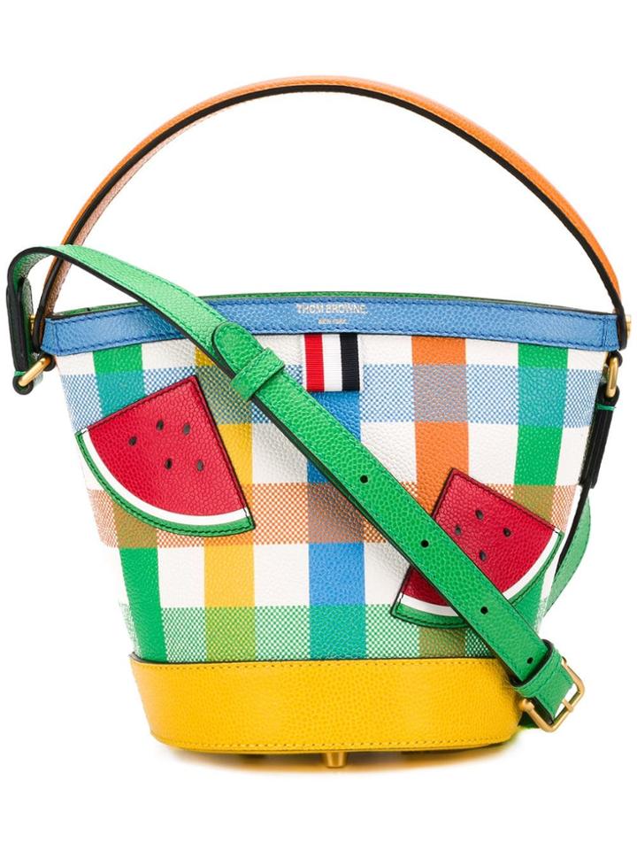 Thom Browne Watermelon Appliqué Sand Bucket Bag - White