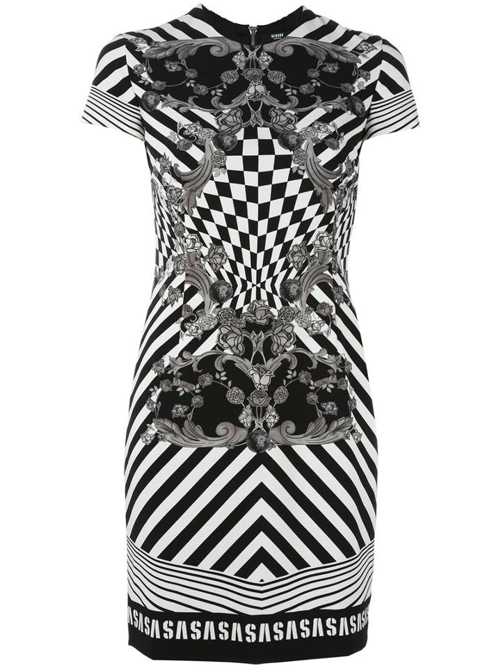 Versus Optical Illusion Logo Band Dress, Women's, Size: 42, Black, Polyester/spandex/elastane/viscose/spandex/elastane