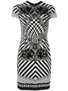 Versus Optical Illusion Logo Band Dress, Women's, Size: 42, Black, Polyester/spandex/elastane/viscose/spandex/elastane