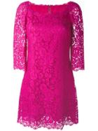 Dolce & Gabbana Floral Lace Fitted Dress - Pink & Purple