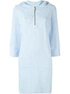 Heidi Klein Hooded Towelling Dress, Women's, Size: Small, Blue, Cotton/polyester/spandex/elastane