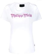 Philipp Plein Rhinestone Logo T-shirt - White