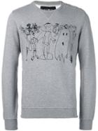 Hydrogen Halloween Print Sweatshirt, Men's, Size: Small, Grey, Cotton