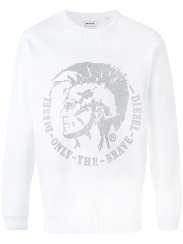 Diesel Logo Print Sweatshirt, Men's, Size: Xxl, White, Cotton