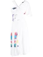 Marine Serre One-sleeve Panelled Dress - White