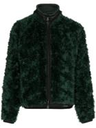 Moncler Grenoble Drawstring Neck Knitted Mohair Blend Jacket - Green