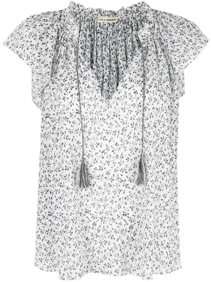Ulla Johnson Floral Print Peasant Blouse - White
